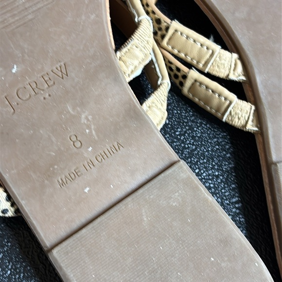 J. Crew Tan and Black Women's Sandals Leopard Animal Print Strappy 8 1/2 - Picture 6 of 8